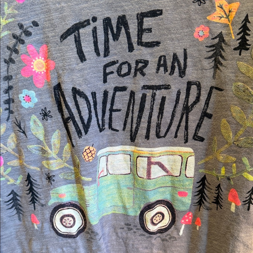 NATURAL LIFE Gray 3/4 Length Sleeve Tee with Camper Graphics - Picture 2 of 5